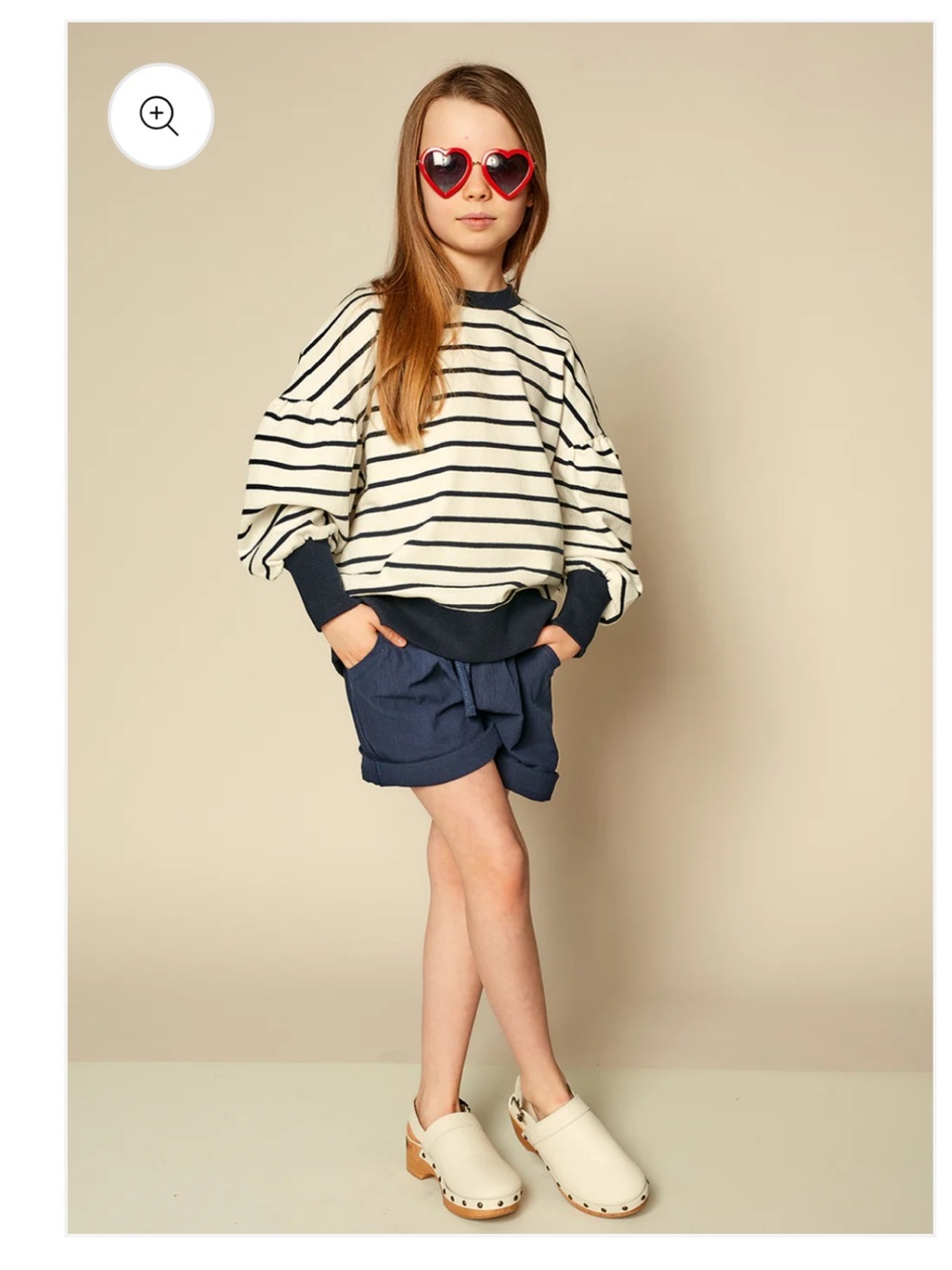 Kids on the Moon Puffed Striped Sweatshirt Navy/Cream EUC Size 12
